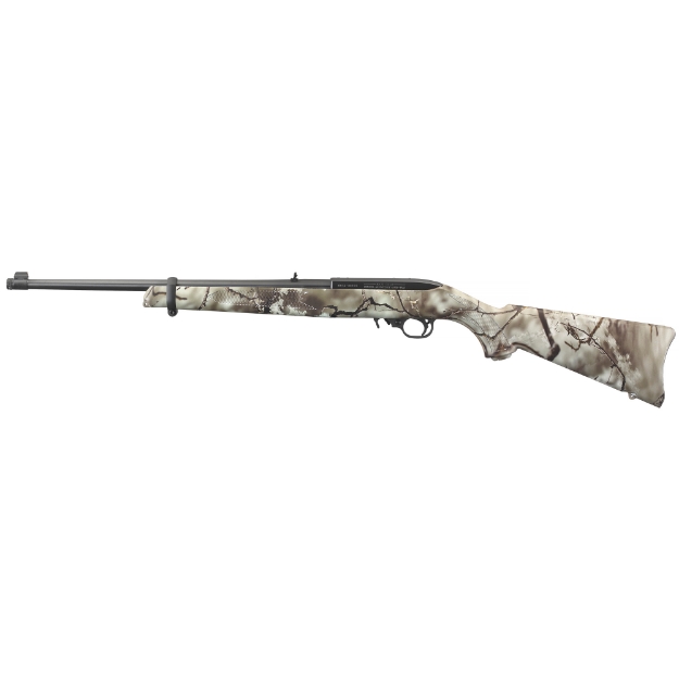 Picture of Ruger 10/22 Carbine - Semi-Automatic Rifle - 22 LR - 18.5" Threaded Barrel - Satin Black Finish - Alloy Steel - Go Wild Camo Rock Star Synthetic Stock - Adjustable Rear and Gold Bead Front Sight - 10Rd - Includes 40" Soft carry case 31113