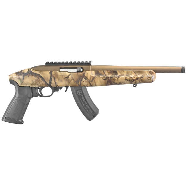 Picture of Ruger 22 Charger - TALO Edition - Pistol - Semi-automatic - 22LR - 10" Barrel - Threaded Barrel - Alloy Steel - Cerakote Finish - Bronze - Polymer Pistol Grip - Go Wild Camo I-M Brush Pattern Stock - Picatinny Rail Installed - 15 Rounds - Includes Adjustable Bipod 04934