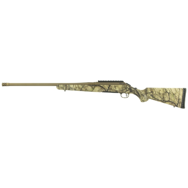 Picture of Ruger American Bolt-Action - 30-06 Springfield - 22" Threaded Barrel w/Muzzle Brake - Cerakote Bronze Finish - Go Wild Camo Synthetic Stock - Scope Base - 4Rd Rotary Magazine 26927