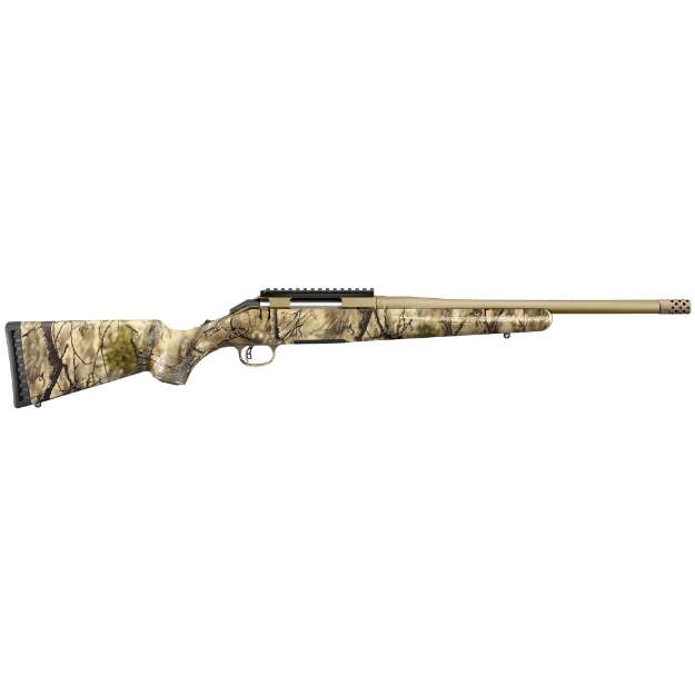 Picture of Ruger American Bolt-Action - 6.5 Creedmoor - 16.1" Threaded Barrel w/Muzzle Brake - Cerakote Bronze Finish - Go Wild Camo Synthetic Stock - 4Rd 36924