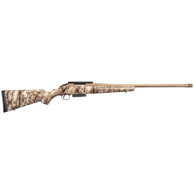 Picture of Ruger American Bolt-Action - 6.5 PRC - 24" Threaded Barrel w/Muzzle Brake - Cerakote Bronze Finish - Go Wild Camo Synthetic Stock - 3Rd 36925