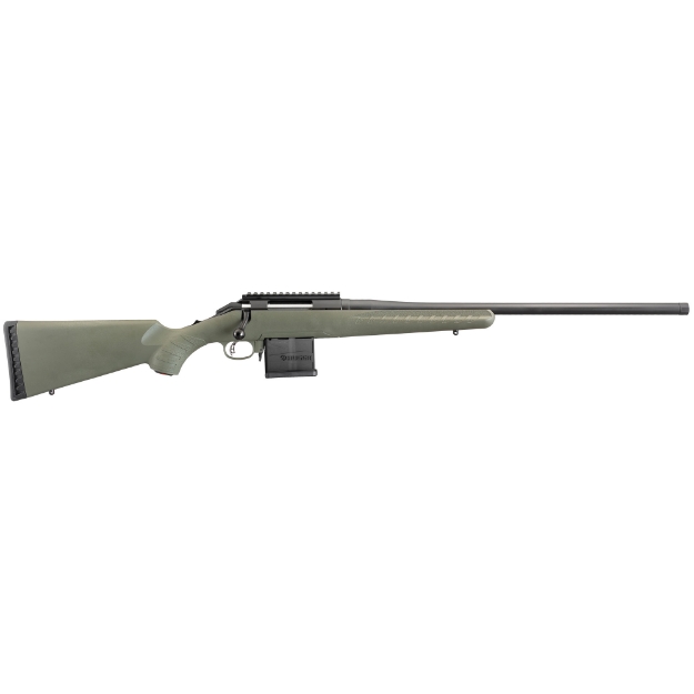 Picture of Ruger American Predator Rifle - Bolt-Action - 204 Ruger - 22" Threaded Barrel - Matte Black Finish - Green Composite Stock - Scope Base - 10Rd AI Style Magazine 26971