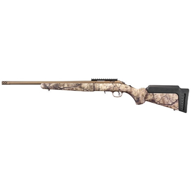 Picture of Ruger American Rimfire Standard - Bolt Action Rifle - 22 LR - 18" Cold Hammer Forged Barrel - Threaded - 1:16 Twist - Camo Synthetic Stock - Bronze Cerakote Finish - Right Hand - 1 Mag - 10Rd - Factory Installed Scope Rail - Weighs 5.7lbs 08372