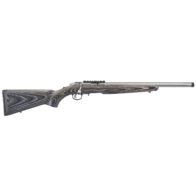 Picture of Ruger American Rimfire Target - Bolt-Action Rifle - 17 HMR - 18" Threaded Barrel - 1/2x28 Thread Pitch - Satin Stainless Steel Finish - Black Laminated Stock - Factory-Installed One-Piece Scope Base - 9Rd 08369