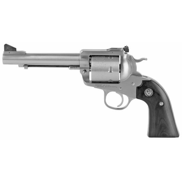 Picture of Ruger Blackhawk - Convertible - Single Action - Revolver - 45 Long Colt/45 ACP - 5.5" Barrel - Stainless Steel - Silver - Wood Grips - Ramp Front and Adjustable Rear Sights - 6 Rounds 00472