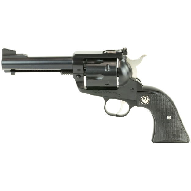 Picture of Ruger Blackhawk Convertible - Single Action - Revolver - 45 Long Colt/45 ACP - 4.6" Barrel - Alloy Steel - Blued Finish - Black Checkered Hard Rubber Grips - Ramp Front and Adjustable Rear Sights - 6 Rounds - Includes Extra 45 Auto Cylinder 00446
