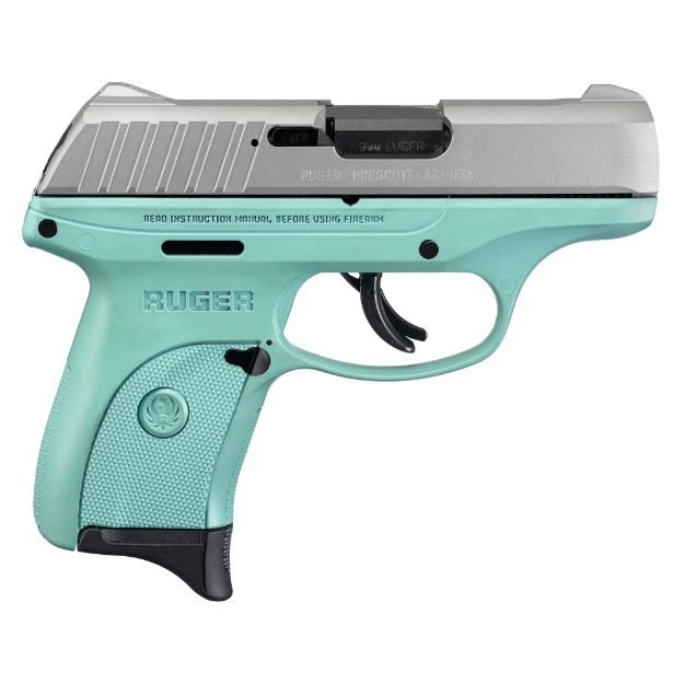 Picture of Ruger EC9s - TALO Edition - Striker Fired - Semi-automatic - Polymer Frame Pistol - Compact - 9MM - 3.1" Barrel - Cerakote Finish - Turquoise Frame - Satin Slide - Integral Fixed Sights - 7 Rounds - 1 Magazine 3286