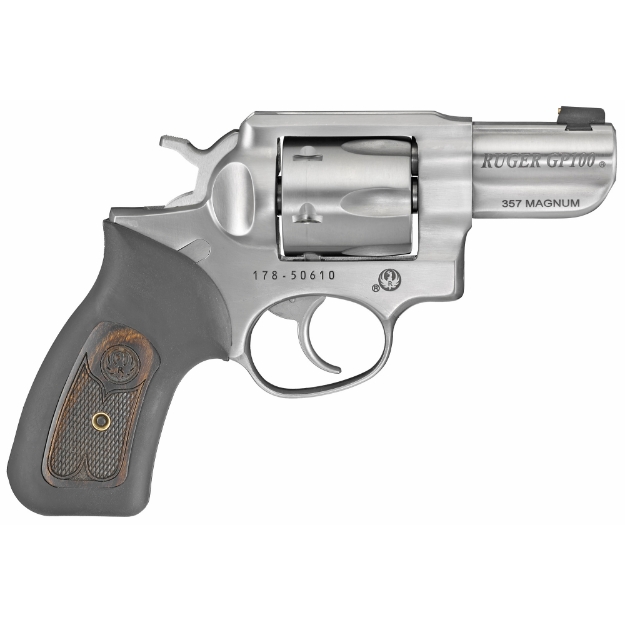 Picture of Ruger GP100 - TALO Edition - Double Action - Revolver - 357 Magnum - 2.5" Barrel - Steel - Satin Finish - Silver - Rubber Grips with Wood Inlay - Gold Bead Front and Integral Rear Sights - 6 Rounds 01763