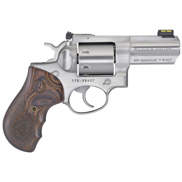 Picture of Ruger GP100 - TALO Edition - Double Action - Revolver - 357 Magnum - 3" Barrel - Steel - Satin Finish - Silver - Hardwood Grip - Fiber Optic Front and Adjustable Rear Sights - 7 Rounds 01782