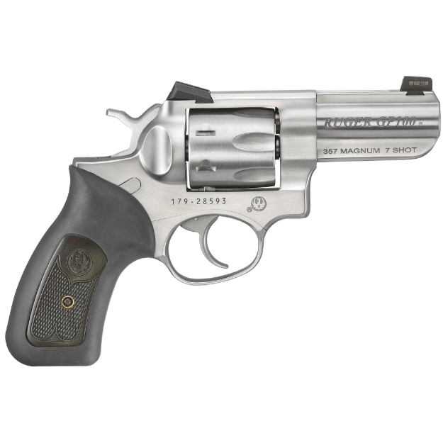 Picture of Ruger GP100 - Wiley Clapp II - TALO Edition - Double Action - Revolver - 357 Magnum - 3" Barrel - Stainless Steel - Silver - Rubber Grips with Wood Inlay - Tritium Yellow Mega Dot Night Fision Front Sight w/ Low Mount Novak Rear Sight - 7 Rounds 01789