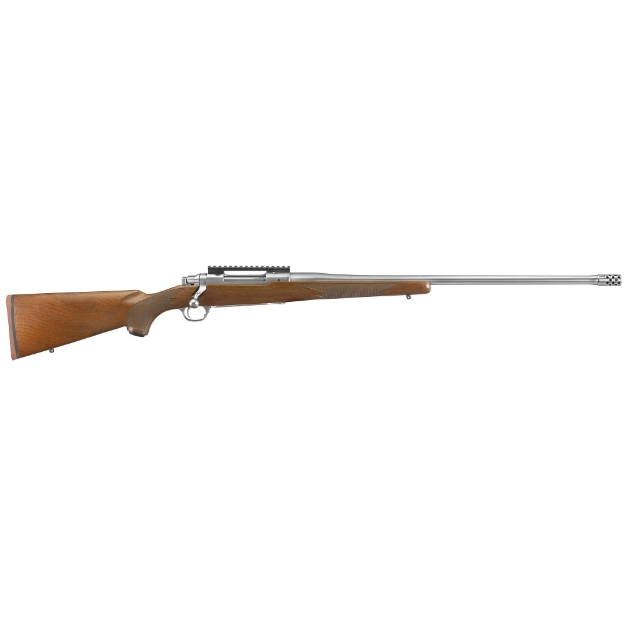 Picture of Ruger Hawkeye Hunter - Bolt Action Rifle - 300 Winchester Magnum - 24" Free Float Cold Hammer Forged Barrel - 5/8X24 Threads - Satin Stainless Finish - Walnut Stock - Right Hand - LC6 Trigger Installed - 3Rd - Weighs 8.1lbs 57109