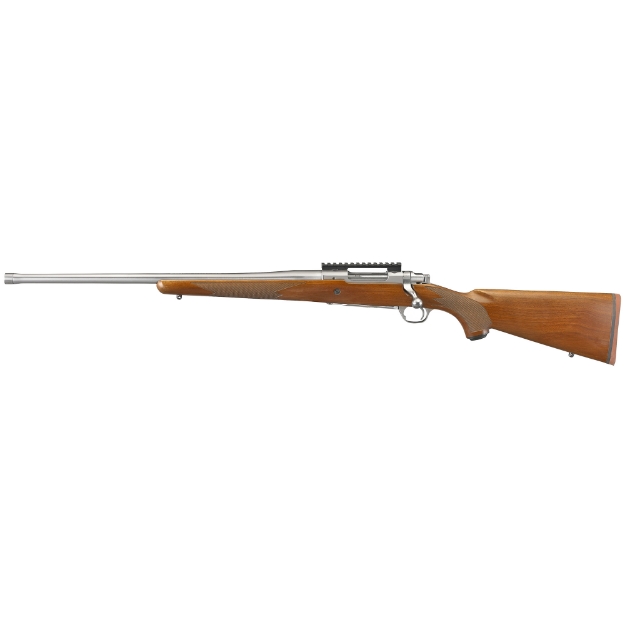 Picture of Ruger Hawkeye Hunter - Bolt Action Rifle - 6.5 Creedmoor - 22" Free Floated Cold Hammer Forged Barrel - 5/8X24 Threads - Satin Stainless Finish - Walnut Stock - Left Hand - LC6 Trigger - 4Rd 57120