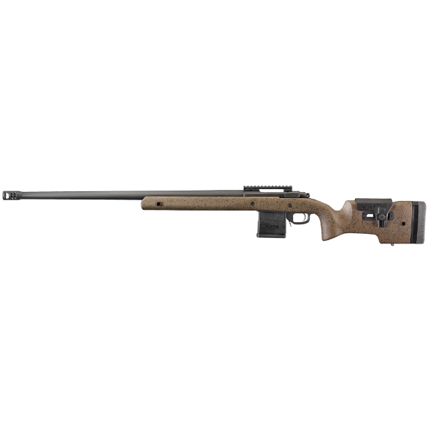 Picture of Ruger Hawkeye Long Range Target - Bolt Action - 204 Ruger - 26" Heavy Target Barrel - 1/2X28 Threads - Matte Black Finish - Speckled Black & Brown Target Stock - 20 MOA Base - 10Rd - AI Style Magazine 57122