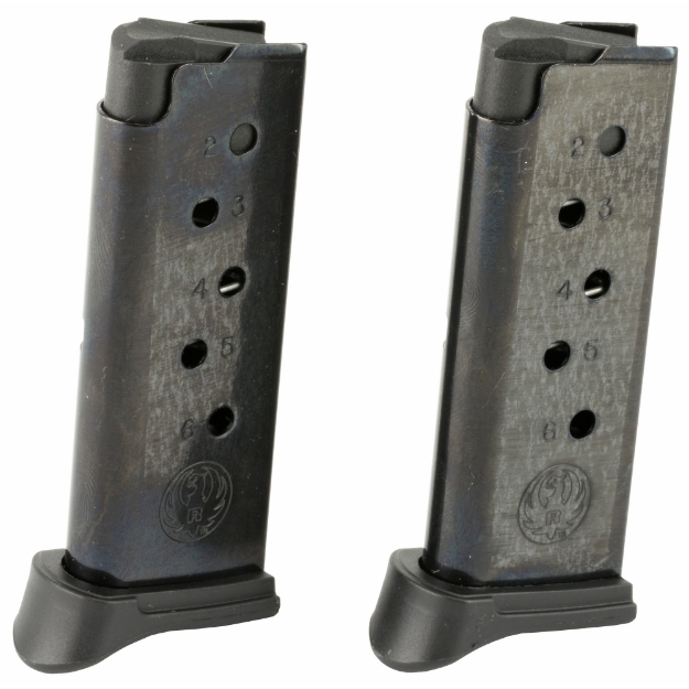 Picture of Ruger Magazine - 380ACP - 6 Rounds - Fits Ruger LCP - with Finger Rest - 2 Pack - Steel - Blued Finish 90643