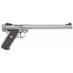 Picture of Ruger Mark IV - Target - Single Action - Semi-automatic - Metal Frame Pistol - 22LR - 10" Bull Barrel - Steel - Stainless Finish - Checkered Synthetic Grips - Adjustable Rear Sight - Ambidextrous Safety - 10 Rounds - 2 Magazines 40174