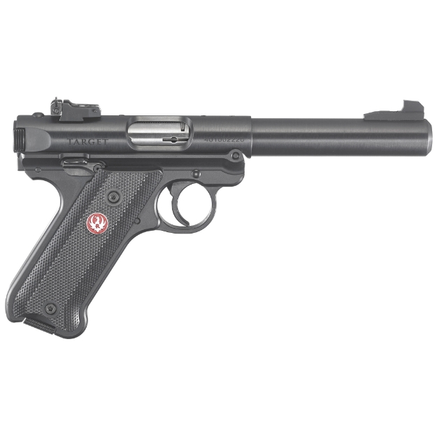 Picture of Ruger Mark IV - Target - Single Action - Semi-automatic - Metal Frame Pistol - Full Size - 22LR - 5.5" Barrel - Bull Barrel - Alloy - Blued Finish - Checkered Grips - Adjustable Rear Sight - 10 Rounds 40101