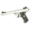 Picture of Ruger Mark IV - Target - Single Action - Semi-automatic - Metal Frame Pistol - Full Size - 22LR - 5.5" Barrel - Bull Barrel - Stainless Steel - Satin Finish - Silver - Checkered Grips - Adjustable Rear Sight - Manual Safety - 10 Rounds - BLEM (Damaged Case) 40103