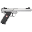 Picture of Ruger Mark IV - Target - Single Action - Semi-automatic - Metal Frame Pistol - Full Size - 22LR - 5.5" Barrel - Threaded Barrel - Stainless Steel - Satin Stainless Finish - Checkered Grips - Adjustable Rear Sight - 10 Rounds 40126