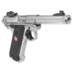 Picture of Ruger Mark IV - Target - Single Action - Semi-automatic - Metal Frame Pistol - Full Size - 22LR - 5.5" Barrel - Threaded Barrel - Stainless Steel - Satin Stainless Finish - Checkered Grips - Adjustable Rear Sight - 10 Rounds 40126