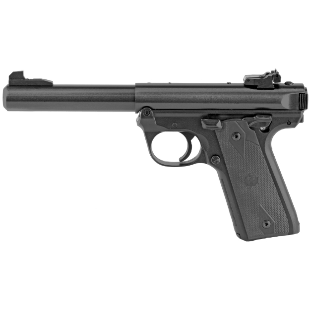 Picture of Ruger Mark IV 22/45 - Single Action - Semi-automatic - Polymer Frame Pistol - Full Size - 22LR - 5.5" Barrel - Bull Barrel - Blued Finish - Checkered Synthetic Grips - Adjustable Rear Sight - 10 Rounds - 2 Magazines 40107