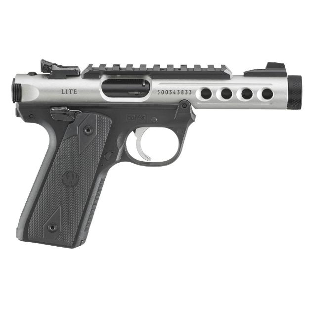 Picture of Ruger Mark IV 22/45 Lite - Semi-automatic - Single Action - Polymer Frame Pistol - 22 LR - 4.4" Threaded Barrel - Clear Anodized Finish - Checkered Grips - Adjustable Rear Sight - Ambidextrous Safety - 10 Rounds - 2 Magazines - Optic Ready 43945