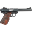 Picture of Ruger Mark IV Target - Single Action - Semi-automatic - Metal Frame Pistol - Full Size - 22LR - 5.5" Barrel - Bull Barrel - Alloy - Blued Finish - Laminate Grips with Finger Grooves - Adjustable Rear Sight - 10 Rounds - 2 Magazines 40159