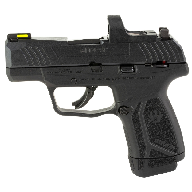 Picture of Ruger MAX-9 - Striker Fired - Semi-automatic - Polymer Frame Pistol - Sub-Compact - 9MM - 3.20" Barrel - Black Oxide Finish - Front TFO Night Sight - Optics Ready - Thumb Safety - 12 Rounds - 2 Magazines - (1)-12 Rounds and (1)-10 Rounds - Includes Ruger ReadyDot Micro Reflex Sight 03515