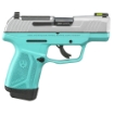 Picture of Ruger MAX-9 - TALO Edition - Striker Fired - Semi-automatic - Polymer Frame Pistol - Sub-Compact - 9MM - 3.2" Barrel - Cerakote Finish Slide - Turquoise - Satin Aluminum Slide - Silver - Optics Ready - Tritium Fiber Optic Front Night Sight - Thumb Safety - 12 Rounds - 2 Magazines - (1)-12 Rounds and (1)-10 Rounds 3511