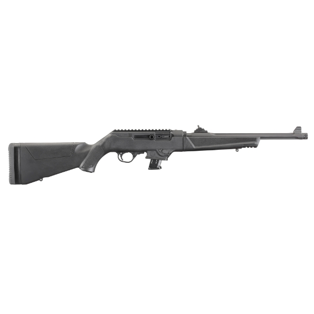 Picture of Ruger Pistol Caliber Carbine - Semi-automatic - Rifle - 9MM - 16.12" Heavy Barrel - Fluted and Threaded - Black Finish - Synthetic Stock - 10Rd - Takedown - Adjustable Ghost Ring Rear Sight and Protected Blade Front Sight 19102