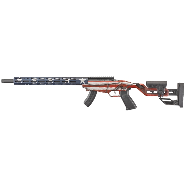 Picture of Ruger Precision Rifle - Bolt Action Rifle - 22 LR - 18" Cold Hammer Forged Barrel - 1:16 Twist - American Flag Cerakote Finish - Adjustable Stock - Right Hand - 1 Mag - 15Rd - MLOK Handguard - Weighs 6.8lb 08422