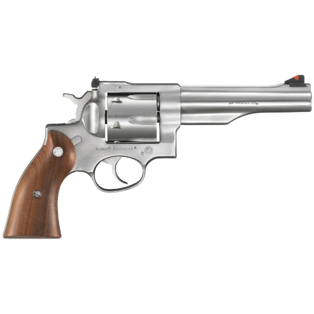 Picture of Ruger Redhawk - Double Action - Revolver - 44 Magnum - 5.5" Barrel - Sleeve and Shroud Barrel - Stainless Steel - Satin Finish - Silver - Hardwood Grips - Adjustable Rear & Ramp Front Sight - 6 Rounds - KRH-445 05043