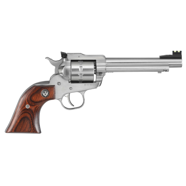 Picture of Ruger Single-Six Single-Ten - Single Action - Revolver - 22LR - 5.5" Barrel - Stainless Steel - Satin Finish - Silver - Hardwood Gunfighter Grips - Adjustable Fiber Optic Sights - 10 Rounds 08100