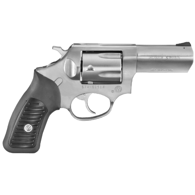 Picture of Ruger SP101 - Double Action - Revolver - Small Frame - 357 Magnum - 3" Barrel - Stainless Steel - Satin Finish - Silver - Black Rubber Grips with Polymer Inlay - Black Ramp Front and Fixed Rear Sights - 5 Rounds - KSP-331X 05719