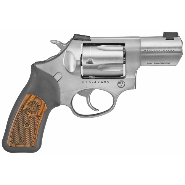 Picture of Ruger SP101 - TALO Edition - Double Action/Single Action - Revolver - Small Frame - 357 Magnum - 2.25" Barrel - Stainless Steel - Satin Stainless Finish - Rubber Grips with Wood Inlay - Novak Fixed Sights - 5 Rounds 05774