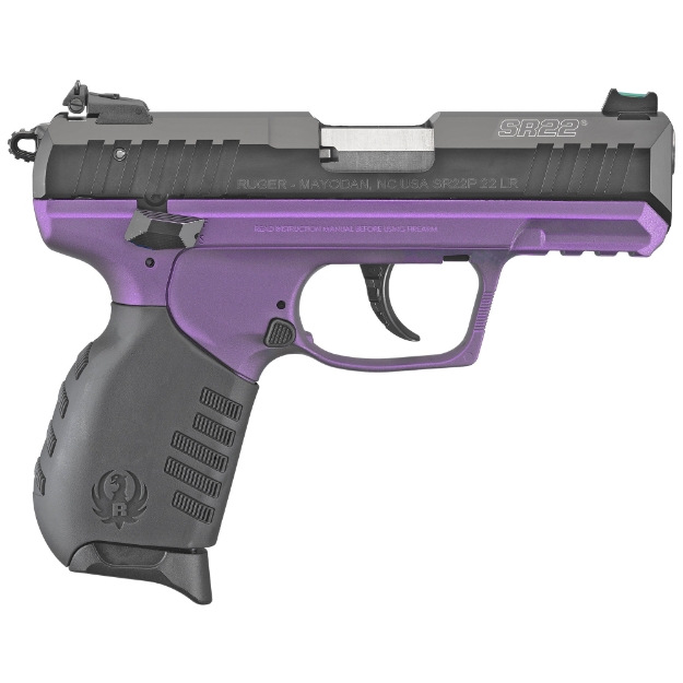 Picture of Ruger SR22 - TALO Edition - Double Action/Single Action - Semi-automatic - Polymer Frame Pistol - Compact - 22LR - 3.5" Barrel - Anodized Finish - Purple - Black Rubber Grip - 3 Dot Adjustable Sights - 10 Rounds - 2 Magazines 03606