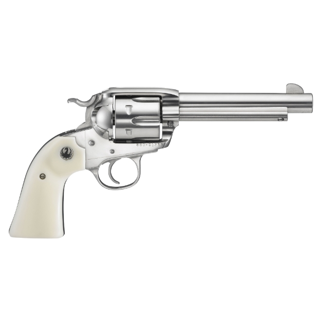 Picture of Ruger Vaquero Bisley - Single Action - Revolver - 45 Long Colt - 5.5" Barrel - Stainless Steel - High-Gloss Finish - Simulated Ivory Grips - Blade Front and Integral Rear Sights - 6 Rounds 05129