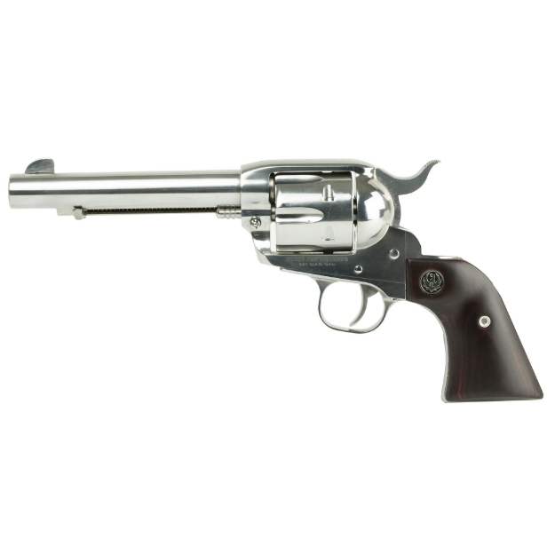 Picture of Ruger Vaquero Stainless - Single Action - Revolver - 357 Magnum - 5.5" Barrel - Stainless Steel - High-Gloss Finish - Hardwood Grips - Blade Front and Integral Rear Sights - 6 Rounds 05108