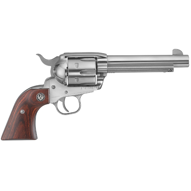 Picture of Ruger Vaquero Stainless - Single Action - Revolver - 45 Long Colt - 5.5" Barrel - Stainless Steel - High-Gloss Finish - Hardwood Grips - Blade Front and Integral Rear Sights - 6 Rounds 05104