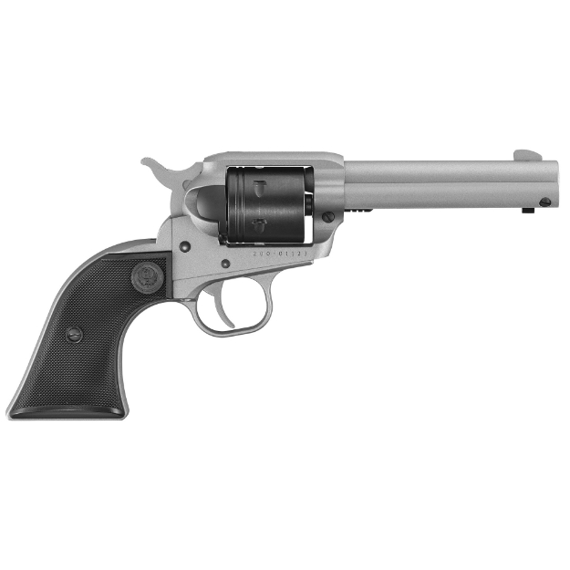 Picture of Ruger Wrangler - Single Action Only - Revolver - 22LR - 4.62" Barrel - Aluminum Alloy - Cerakote Finish - Silver - Checkered Synthetic Grips - Integral Notch Rear Sight/Blade Front Sight - Transfer Bar Safety - 6 Rounds 02003