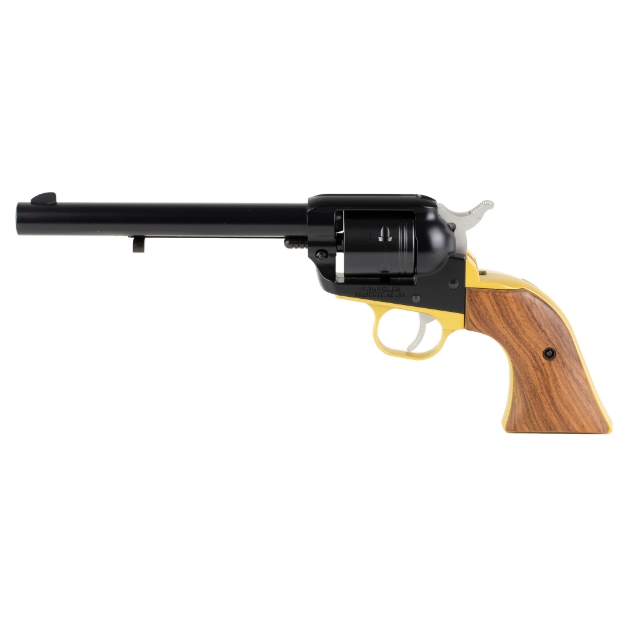 Picture of Ruger Wrangler - TALO Edition - Single Action - Revolver - 22 LR - 6.5" Barrel - Alloy - Cerakote Finish - Midnight Blue Frame - Brass Color Trigger Guard - Altamont Grips - Internal Notch Rear Blade Front Sight - 6 Rounds 02050