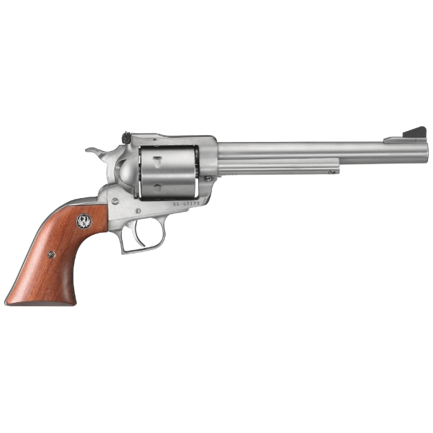 Picture of Ruger Super Blackhawk Standard - Single Action - Revolver - 44 Magnum - 7.5" Barrel - Stainless Steel - Satin Finish - Silver - Hardwood Grips - Adjustable Rear & Ramp Front Sight - 6 Rounds 00804