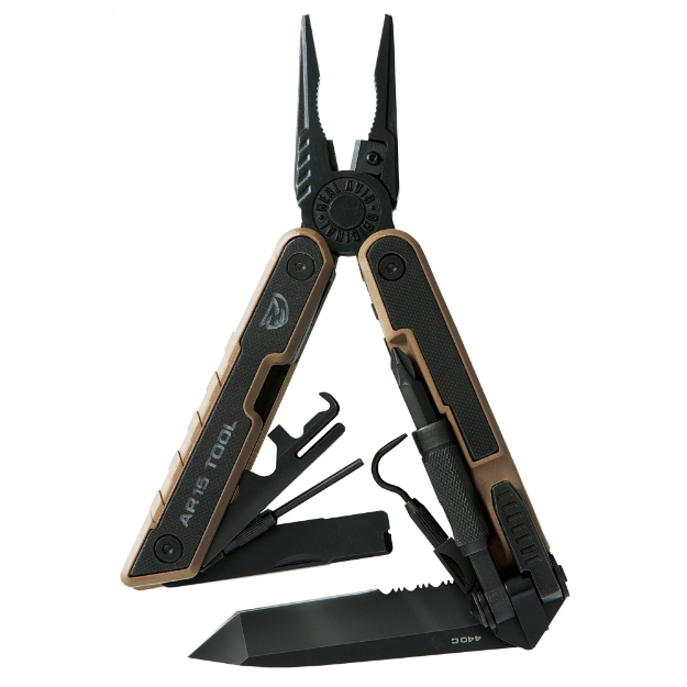 Picture of Real Avid AR15 Tool - Multi-Tool - Black/Tan Finish - Stainless Steel - Includes Tan Nylon Sheath AVAR15T