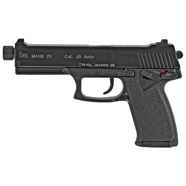 Picture of HK Mark 23 - Double Action/Single Action - Semi-automatic - Polymer Frame Pistol - Full Size - 45 ACP - 5.87" Barrel - Threaded Barrel - Matte Finish - Black - 3 Dot Sights - Decocker and Ambidextrous Safety - 12 Rounds - 2 Magazines - Ambidextrous 81000078