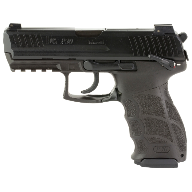 Picture of HK P30S - Double Action/Single Action - Semi-automatic - Polymer Frame Pistol - Full Size - 9MM - 3.85" Barrel - Matte Finish - Black - Interchangeable Grip Panels - Night Sights - Ambidextrous Safety with Rear Decocker - 17 Rounds - 3 Magazines - Ambidextrous 81000112