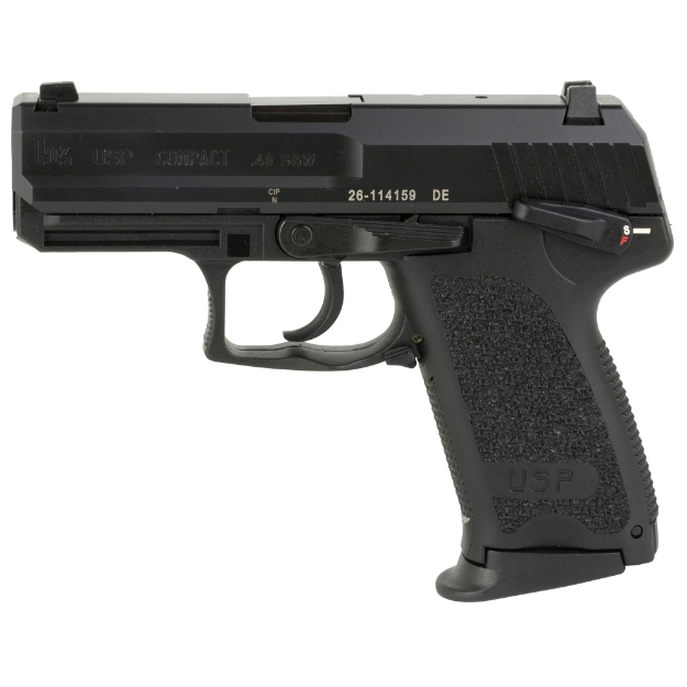 Picture of HK USP40 - V1 - Double Action/Single Action - Semi-automatic - Polymer Frame Pistol - 40 S&W - 3.58" Barrel - Black - 3 Dot Sights - Manual Thumb Safety - Decocker - 10 Rounds - 2 Magazines 81000338