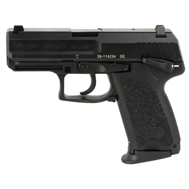 Picture of HK USP40 - V1 - Double Action/Single Action - Semi-automatic - Polymer Frame Pistol - Compact - 40 S&W - 3.58" Barrel - Black - Night Sights - Manual Thumb Safety - Decocker - 10 Rounds - 3 Magazines 81000339