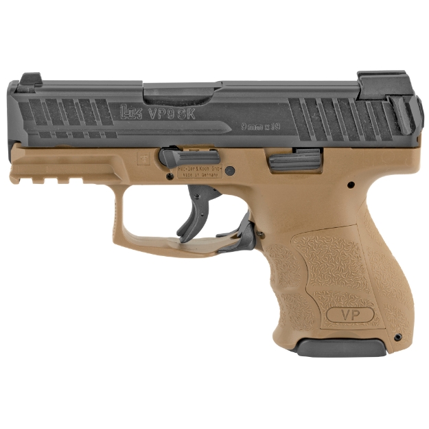 Picture of HK VP9SK - Striker Fired - 9MM - 3.39" Barrel - Polymer Frame - Flat Dark Earth Finish - Night Sights - 10Rd - 3 Magazines 81000096