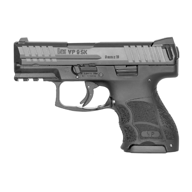 Picture of HK VP9SK - Striker Fired - Semi-automatic - Polymer Frame Pistol - Sub-Compact - 9MM - 3.39" Barrel - Matte Finish - Black - 3 Dot Sights - 10 Rounds - Optics Ready Slide - 2 Magazines 81000653