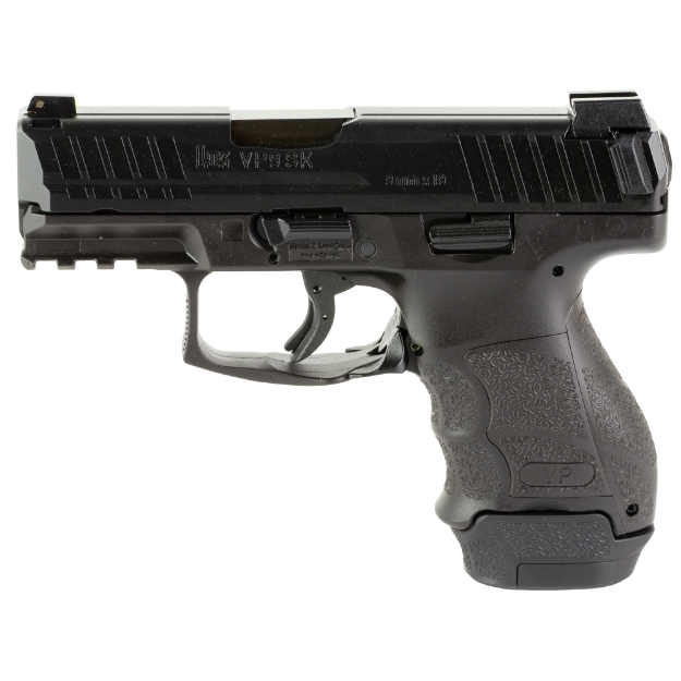 Picture of HK VP9SK - Striker Fired - Semi-automatic - Polymer Frame Pistol - Sub-Compact - 9MM - 3.39" Barrel - Matte Finish - Black - 3 Dot Sights - 15 Rounds - 2 Magazines - (1)-15 Rounds and (1)-12 Rounds 81000819