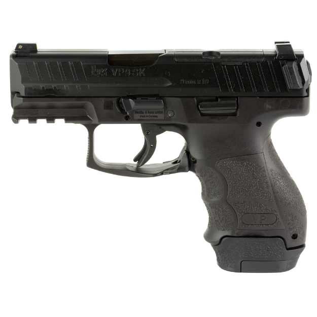 Picture of HK VP9SK - Striker Fired - Semi-automatic - Polymer Frame Pistol - Sub-Compact - 9MM - 3.39" Barrel - Matte Finish - Black - 3 Dot Sights - 15 Rounds & 12 Rounds - Optics Ready Slide - 2 Magazines 81000810